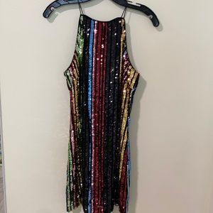 Rainbow sequin dress